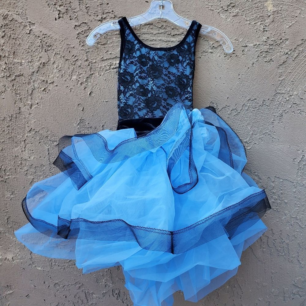 Curtain Call Costume Style C506 blue flower lace dress